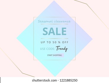 Trendy minimal chic geometric gradient background with gold abstract frames. Creative layout for advertising, banners, invitations, business cards, wedding templates, fashion header, web, social media