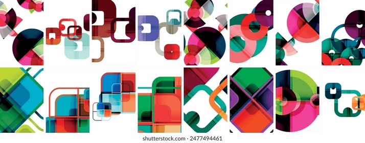 Trendy minimal colorful geometric shapes. Abstract background collection. Vector Illustration For Wallpaper, Banner, Background, Card, Book Illustration, landing page