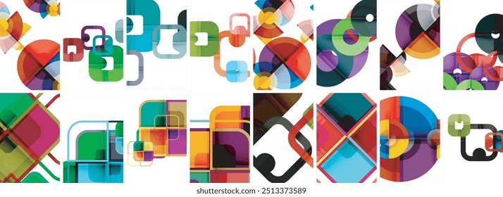 Trendy minimal colorful geometric shapes. Abstract background collection. Vector Illustration For Wallpaper, Banner, Background, Card, Book Illustration, landing page