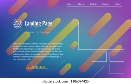 Trendy Minimal cover design layout or landing page web design template. Vector Geometric abstract halftone gradients.