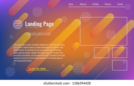 Trendy Minimal cover design layout or landing page web design template. Vector Geometric abstract halftone gradients.