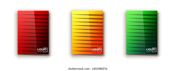 Trendy Minimal empty covers design set. Colorful halftone gradients background modern template web design. Cool gradients Future red green blue yellow geometric patterns set isolated white background.