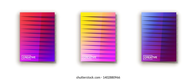 Trendy Minimal empty covers design set. Colorful halftone gradients background modern template design for web. Cool gradients. Future red green blue geometric patterns set isolated white background.