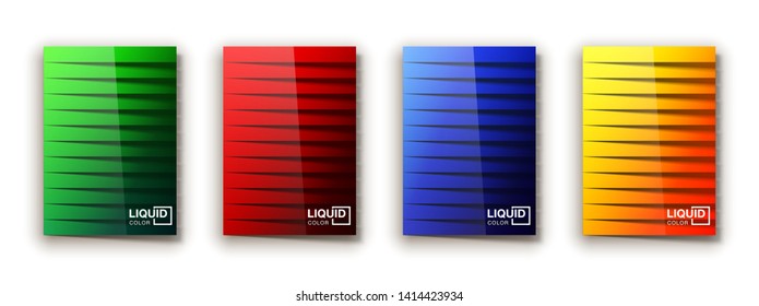 Trendy Minimal empty covers design set. Colorful halftone gradients background modern template web design. Cool gradients Future red green blue yellow geometric patterns set isolated white background.