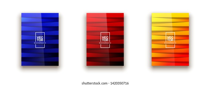Trendy Minimal empty covers design set. Colorful halftone gradients background modern template web design. Cool gradients Future red green blue yellow geometric patterns set isolated white background.
