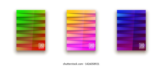 Trendy Minimal empty covers design set. Colorful halftone gradients background modern template design for web. Cool gradients. Future red green blue geometric patterns set isolated white background.