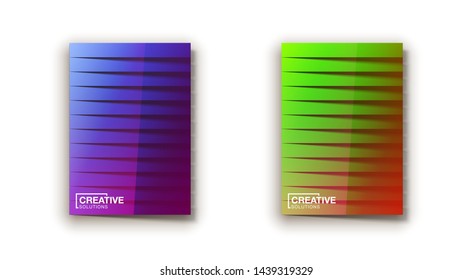 Trendy Minimal empty covers design set. Colorful halftone gradients background modern template design for web. Cool gradients. Future red green blue geometric patterns set isolated white background.