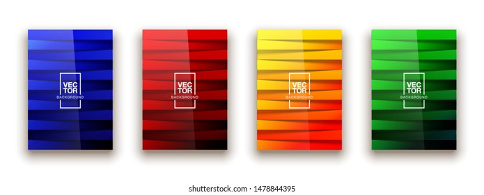 Trendy Minimal empty covers design set. Colorful halftone gradients background modern template web design. Cool gradients Future red green blue yellow geometric patterns set isolated white background.