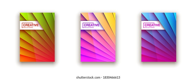 Diseñador de diseño de cubiertas vacías minimales. Coloridos gradientes de medio tono fondo diseño web de plantilla moderna. Gradientes geniales Los patrones geométricos de color amarillo verde rojo futuro establecen un fondo blanco aislado.