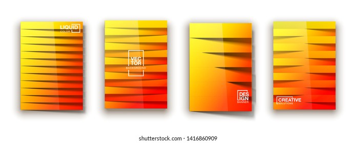 Trendy Minimal empty yellow covers design set. Colorful halftone gradients background modern template web design. Cool gradients Future yellow geometric patterns set isolated white background.