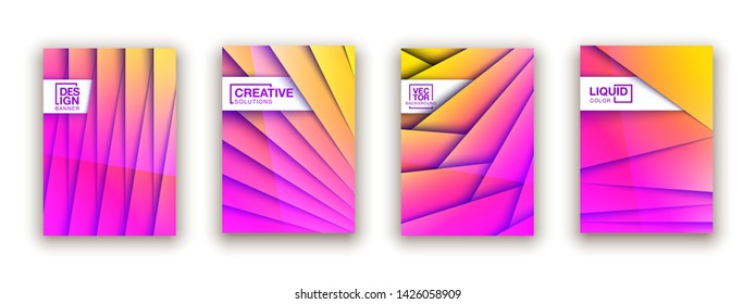 Trendy Minimal empty yellow covers design set. Colorful halftone gradients background modern template web design. Cool gradients Future yellow geometric patterns set isolated white background.