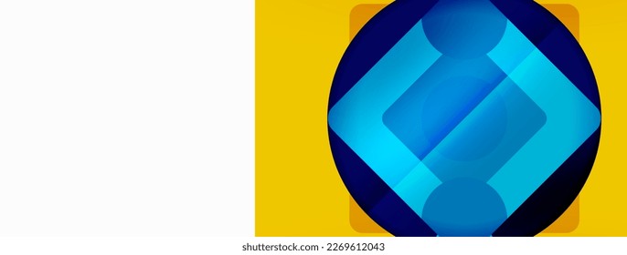 Trendy minimal geometric abstract background. Triangles, squares and circles bright colors backdrop. Vector Illustration For Wallpaper, Banner, Background, Card, Book Illustration, landing page