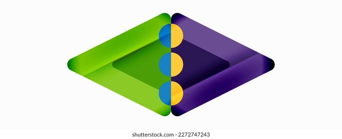 Trendy minimal geometric abstract background. Triangles, squares and circles bright colors backdrop. Vector Illustration For Wallpaper, Banner, Background, Card, Book Illustration, landing page