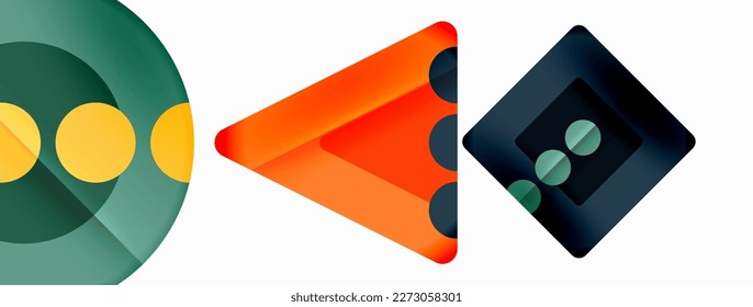 Trendy minimaler geometrischer abstrakter Hintergrund. Dreiecke, Quadrate und Kreise helle Farben Hintergrund. Vektorgrafik für Bildschirmhintergründe, Banner, Hintergrund, Karte, Buchillustration, Landing-Page