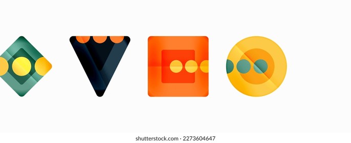 Fondo abstracto geométrico a la moda. Triángulos, cuadrados y círculos de colores brillantes fondo. Ilustración vectorial para fondo de escritorio, pancarta, fondo, tarjeta, ilustración del libro, página de inicio