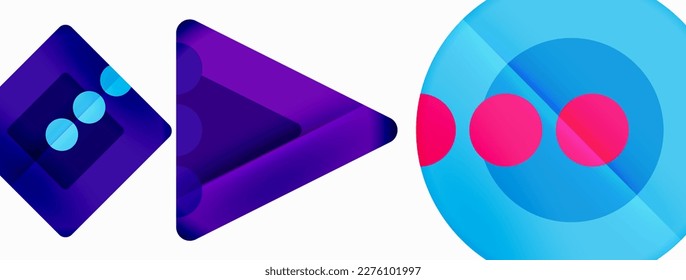 Fondo abstracto geométrico a la moda. Triángulos, cuadrados y círculos de colores brillantes fondo. Ilustración vectorial para fondo de escritorio, pancarta, fondo, tarjeta, ilustración del libro, página de inicio