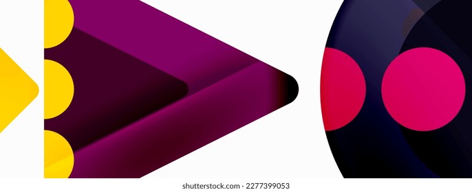 Fondo abstracto geométrico a la moda. Triángulos, cuadrados y círculos de colores brillantes fondo. Ilustración vectorial para fondo de escritorio, pancarta, fondo, tarjeta, ilustración del libro, página de inicio