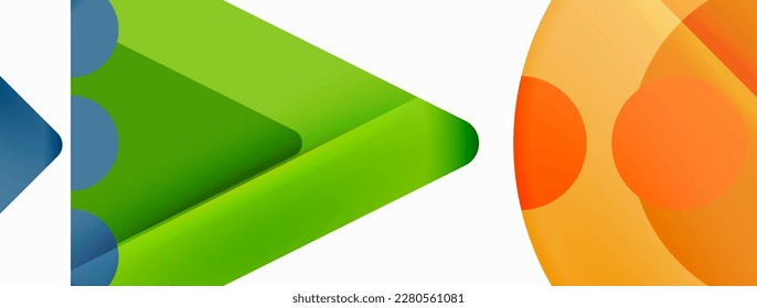 Trendy minimal geometric abstract background. Triangles, squares and circles bright colors backdrop. Vector Illustration For Wallpaper, Banner, Background, Card, Book Illustration, landing page