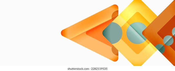 Trendy minimal geometric abstract background. Triangles, squares and circles bright colors backdrop. Vector Illustration For Wallpaper, Banner, Background, Card, Book Illustration, landing page
