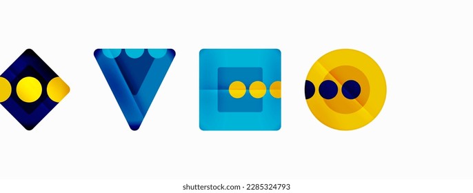 Trendy minimal geometric abstract background. Triangles, squares and circles bright colors backdrop. Vector Illustration For Wallpaper, Banner, Background, Card, Book Illustration, landing page