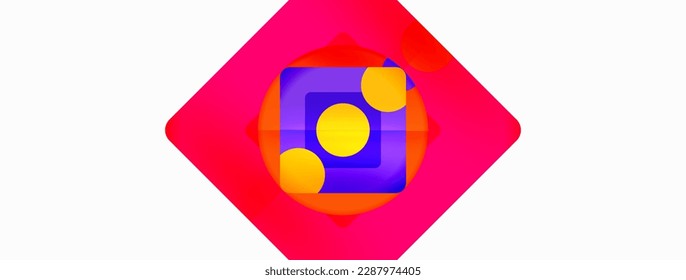 Fondo abstracto geométrico a la moda. Triángulos, cuadrados y círculos de colores brillantes fondo. Ilustración vectorial para fondo de escritorio, pancarta, fondo, tarjeta, ilustración del libro, página de inicio