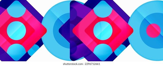 Trendy minimaler geometrischer abstrakter Hintergrund. Dreiecke, Quadrate und Kreise helle Farben Hintergrund. Vektorgrafik für Bildschirmhintergründe, Banner, Hintergrund, Karte, Buchillustration, Landing-Page