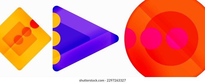 Trendy minimal geometric abstract background. Triangles, squares and circles bright colors backdrop. Vector Illustration For Wallpaper, Banner, Background, Card, Book Illustration, landing page