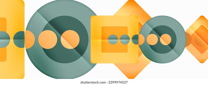Trendy minimal geometric abstract background. Triangles, squares and circles bright colors backdrop. Vector Illustration For Wallpaper, Banner, Background, Card, Book Illustration, landing page