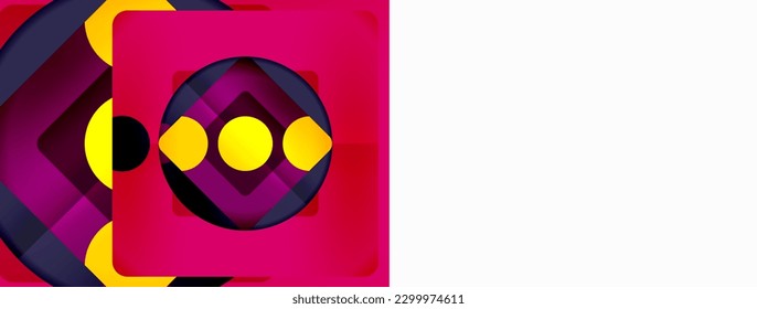 Trendy minimaler geometrischer abstrakter Hintergrund. Dreiecke, Quadrate und Kreise helle Farben Hintergrund. Vektorgrafik für Bildschirmhintergründe, Banner, Hintergrund, Karte, Buchillustration, Landing-Page