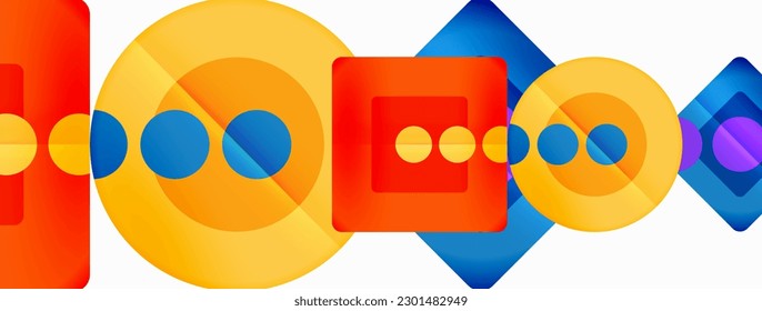 Fondo abstracto geométrico a la moda. Triángulos, cuadrados y círculos de colores brillantes fondo. Ilustración vectorial para fondo de escritorio, pancarta, fondo, tarjeta, ilustración del libro, página de inicio