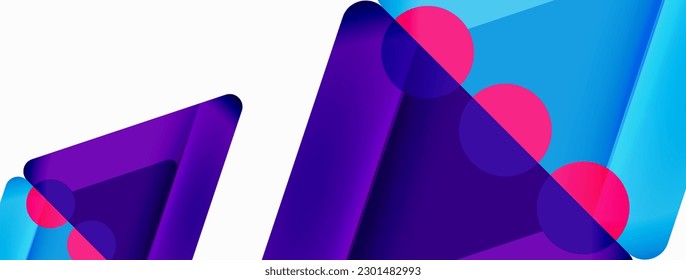 Trendy minimal geometric abstract background. Triangles, squares and circles bright colors backdrop. Vector Illustration For Wallpaper, Banner, Background, Card, Book Illustration, landing page