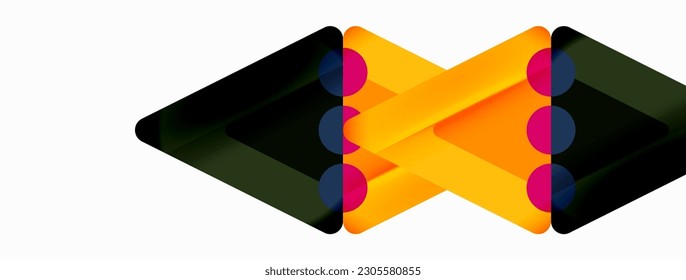 Trendy minimaler geometrischer abstrakter Hintergrund. Dreiecke, Quadrate und Kreise helle Farben Hintergrund. Vektorgrafik für Bildschirmhintergründe, Banner, Hintergrund, Karte, Buchillustration, Landing-Page