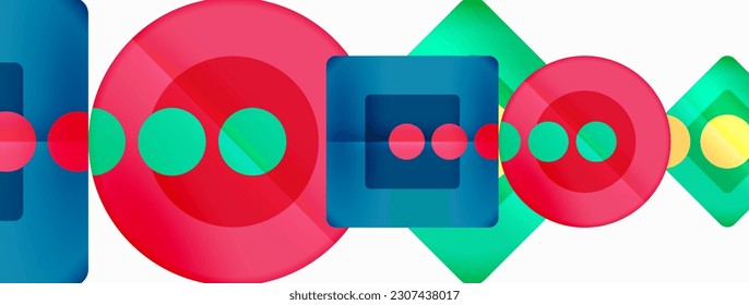 Trendy minimal geometric abstract background. Triangles, squares and circles bright colors backdrop. Vector Illustration For Wallpaper, Banner, Background, Card, Book Illustration, landing page