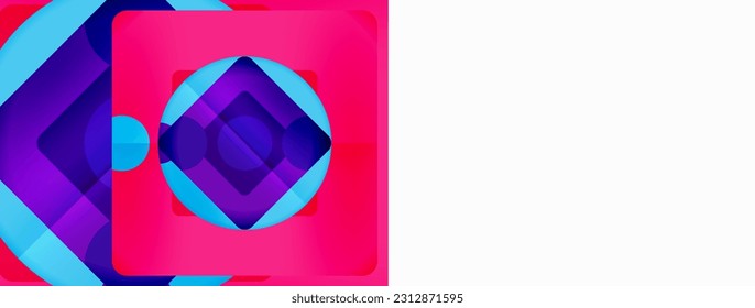 Fondo abstracto geométrico a la moda. Triángulos, cuadrados y círculos de colores brillantes fondo. Ilustración vectorial para fondo de escritorio, pancarta, fondo, tarjeta, ilustración del libro, página de inicio