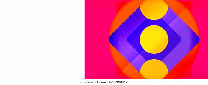 Trendy minimaler geometrischer abstrakter Hintergrund. Dreiecke, Quadrate und Kreise helle Farben Hintergrund. Vektorgrafik für Bildschirmhintergründe, Banner, Hintergrund, Karte, Buchillustration, Landing-Page