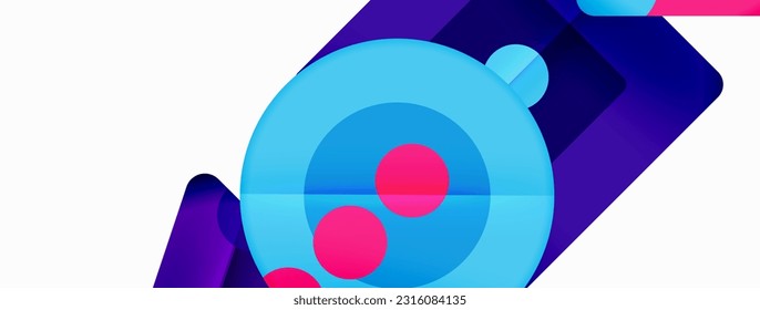 Fondo abstracto geométrico a la moda. Triángulos, cuadrados y círculos de colores brillantes fondo. Ilustración vectorial para fondo de escritorio, pancarta, fondo, tarjeta, ilustración del libro, página de inicio