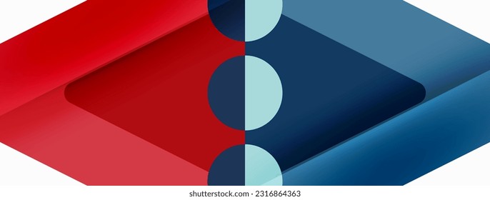 Trendy minimal geometric abstract background. Triangles, squares and circles bright colors backdrop. Vector Illustration For Wallpaper, Banner, Background, Card, Book Illustration, landing page