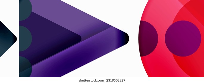 Trendy minimal geometric abstract background. Triangles, squares and circles bright colors backdrop. Vector Illustration For Wallpaper, Banner, Background, Card, Book Illustration, landing page