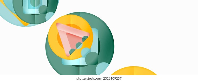 Trendy minimaler geometrischer abstrakter Hintergrund. Dreiecke, Quadrate und Kreise helle Farben Hintergrund. Vektorgrafik für Bildschirmhintergründe, Banner, Hintergrund, Karte, Buchillustration, Landing-Page