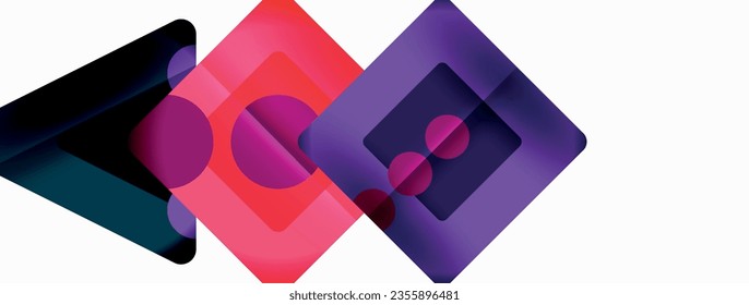 Trendy minimal geometric abstract background. Triangles, squares and circles bright colors backdrop. Vector Illustration For Wallpaper, Banner, Background, Card, Book Illustration, landing page