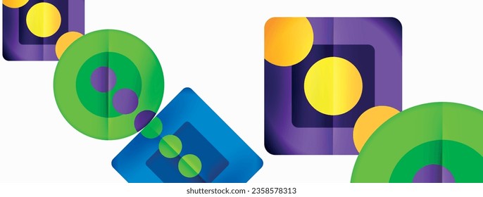 Fondo abstracto geométrico a la moda. Triángulos, cuadrados y círculos de colores brillantes fondo. Ilustración vectorial para fondo de escritorio, pancarta, fondo, tarjeta, ilustración del libro, página de inicio