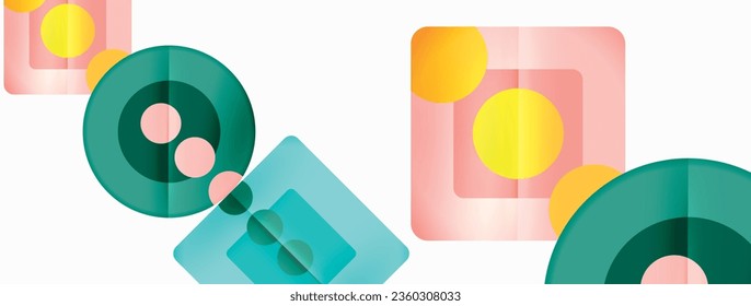 Fondo abstracto geométrico a la moda. Triángulos, cuadrados y círculos de colores brillantes fondo. Ilustración vectorial para fondo de escritorio, pancarta, fondo, tarjeta, ilustración del libro, página de inicio