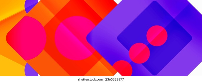 Trendy minimal geometric abstract background. Triangles, squares and circles bright colors backdrop. Vector Illustration For Wallpaper, Banner, Background, Card, Book Illustration, landing page