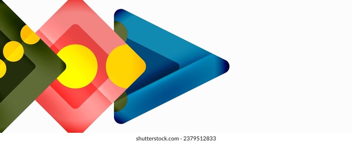 Trendy minimal geometric abstract background. Triangles, squares and circles bright colors backdrop. Vector Illustration For Wallpaper, Banner, Background, Card, Book Illustration, landing page