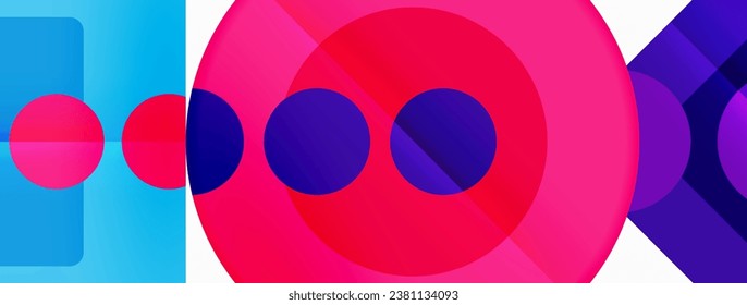 Trendy minimal geometric abstract background. Triangles, squares and circles bright colors backdrop. Vector Illustration For Wallpaper, Banner, Background, Card, Book Illustration, landing page