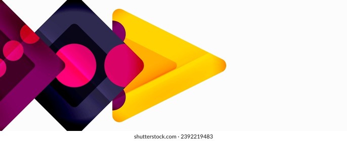 Trendy minimaler geometrischer abstrakter Hintergrund. Dreiecke, Quadrate und Kreise helle Farben Hintergrund. Vektorgrafik für Bildschirmhintergründe, Banner, Hintergrund, Karte, Buchillustration, Landing-Page