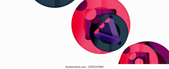 Trendy minimal geometric abstract background. Triangles, squares and circles bright colors backdrop. Vector Illustration For Wallpaper, Banner, Background, Card, Book Illustration, landing page