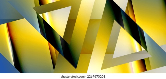 Trendy minimal geometric composition abstract background. Shadow lines and lights on glossy triangles backdrop. Vector Illustration For Wallpaper, Banner, Background, Card, Book Illustration