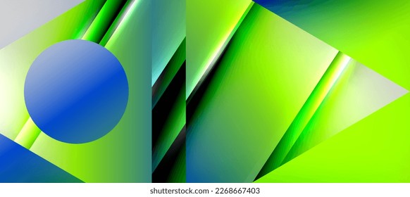 Trendy minimal geometric composition abstract background. Shadow lines and lights on glossy triangles backdrop. Vector Illustration For Wallpaper, Banner, Background, Card, Book Illustration