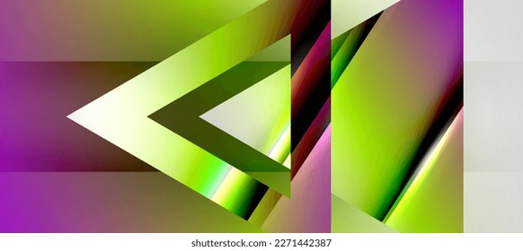 Trendy minimal geometric composition abstract background. Shadow lines and lights on glossy triangles backdrop. Vector Illustration For Wallpaper, Banner, Background, Card, Book Illustration